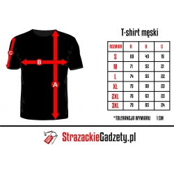 Koszulka czarna ,T-shirt - STRAŻ POŻARNA - napis czerwony  pionowy